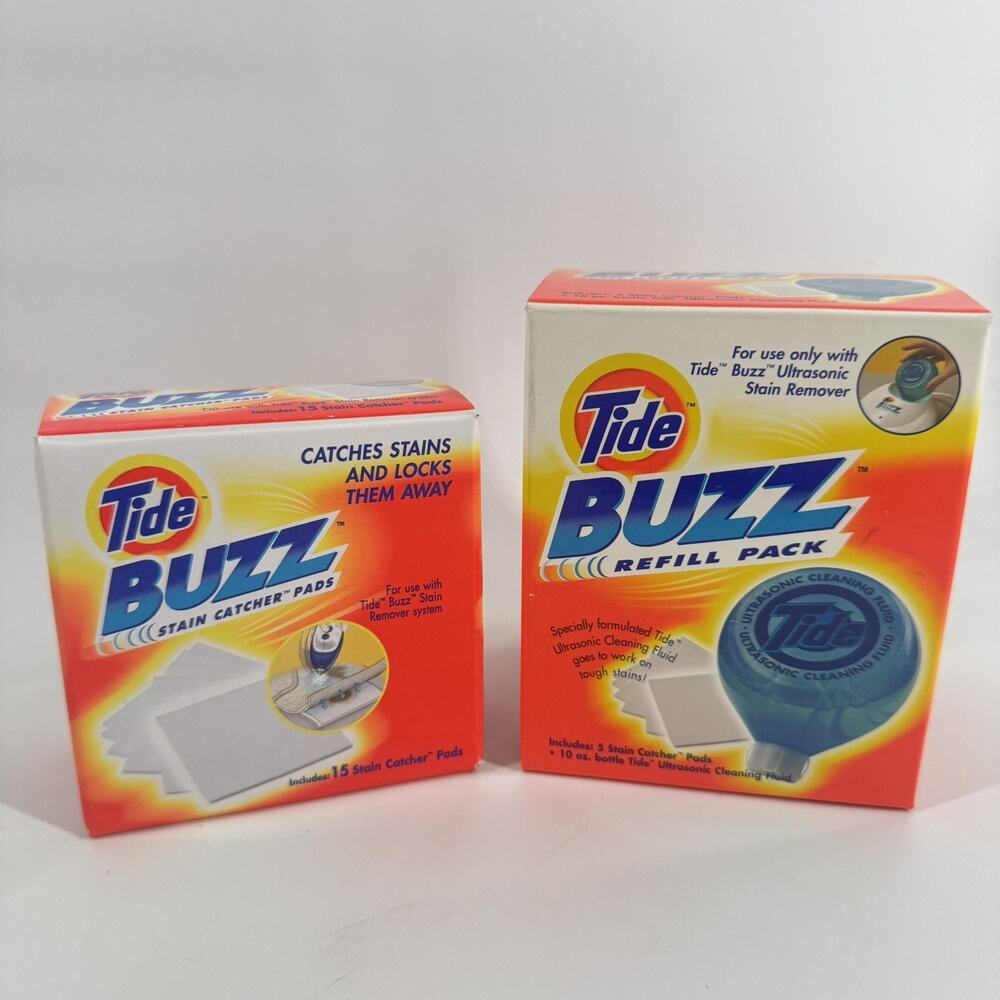 Tide Buzz Refill & Pad Pack For Ultrasonic Stain Remover 10 oz Liquid & 20 Pads
